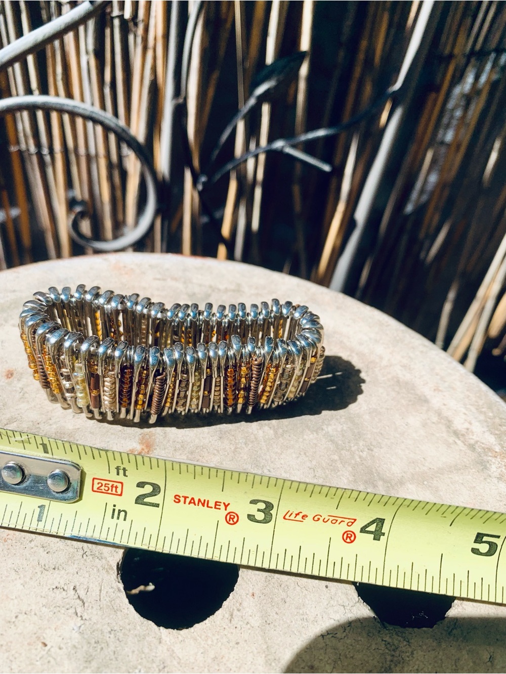 Handmade Multi-Tone Beaded Cuff Bracelet - copper & Silver - Picture 5 of 7